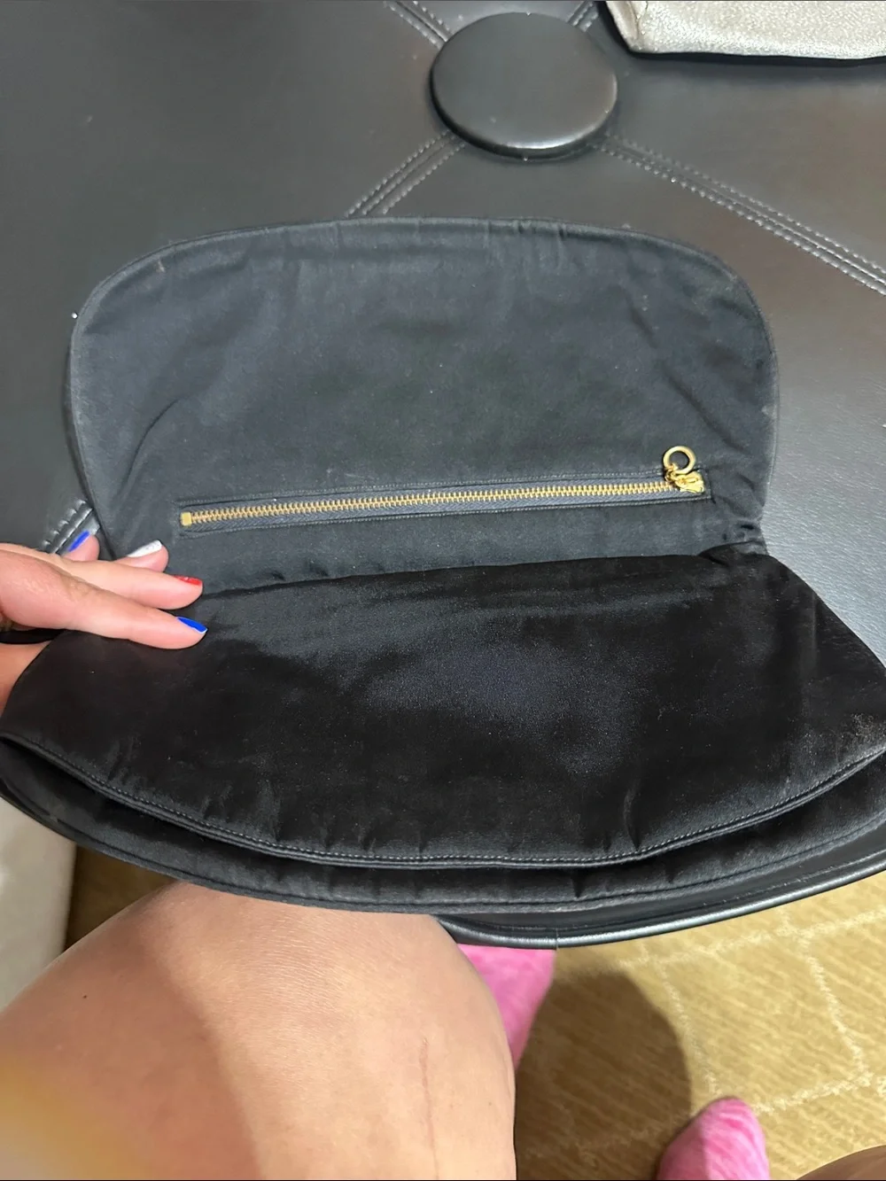 Black Satin Clutch with Decorative Bow